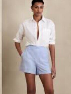 Banana Republic Factory Linen-Blend Pull-On Short - Antique Blue - XL